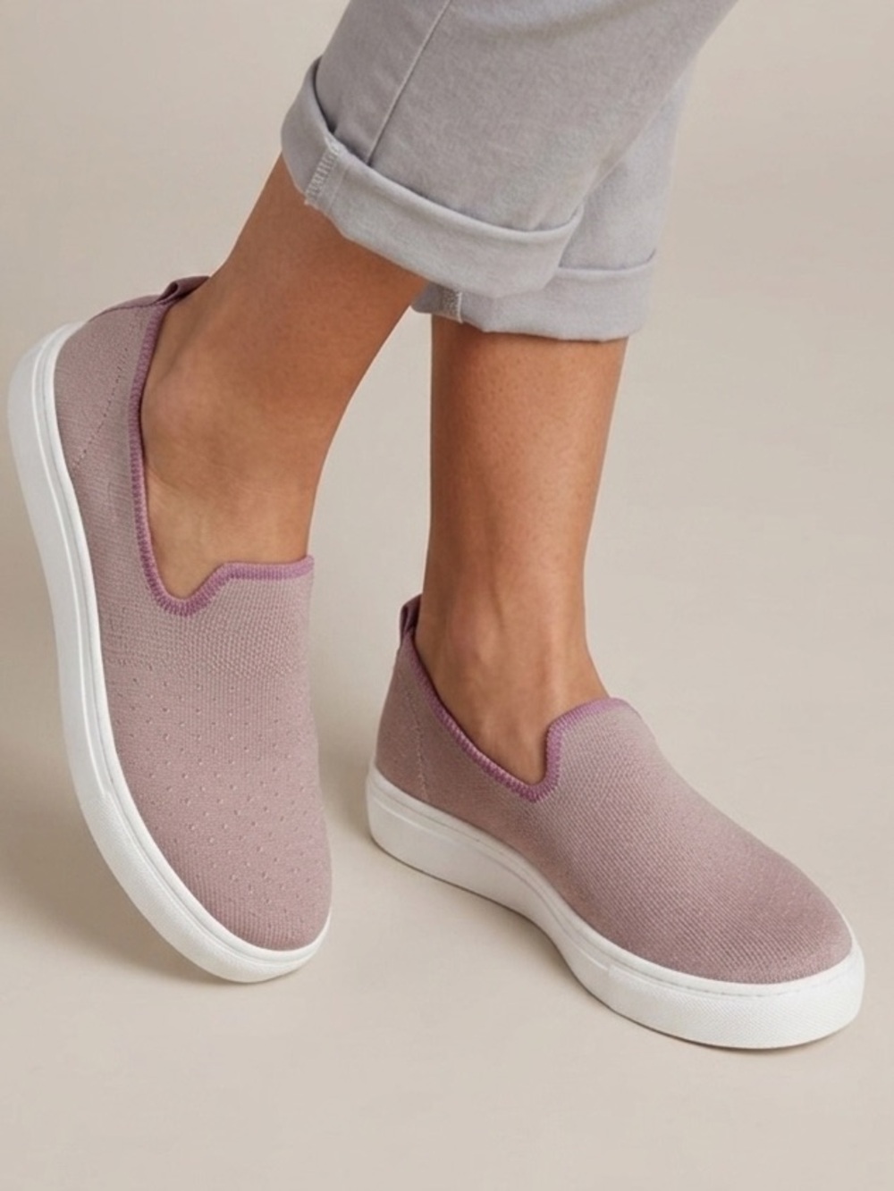 Kenneth Cole Pink Knit Slip-On Sneakers with White Sole